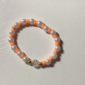 Pearl and Orange Beaded Bracelet